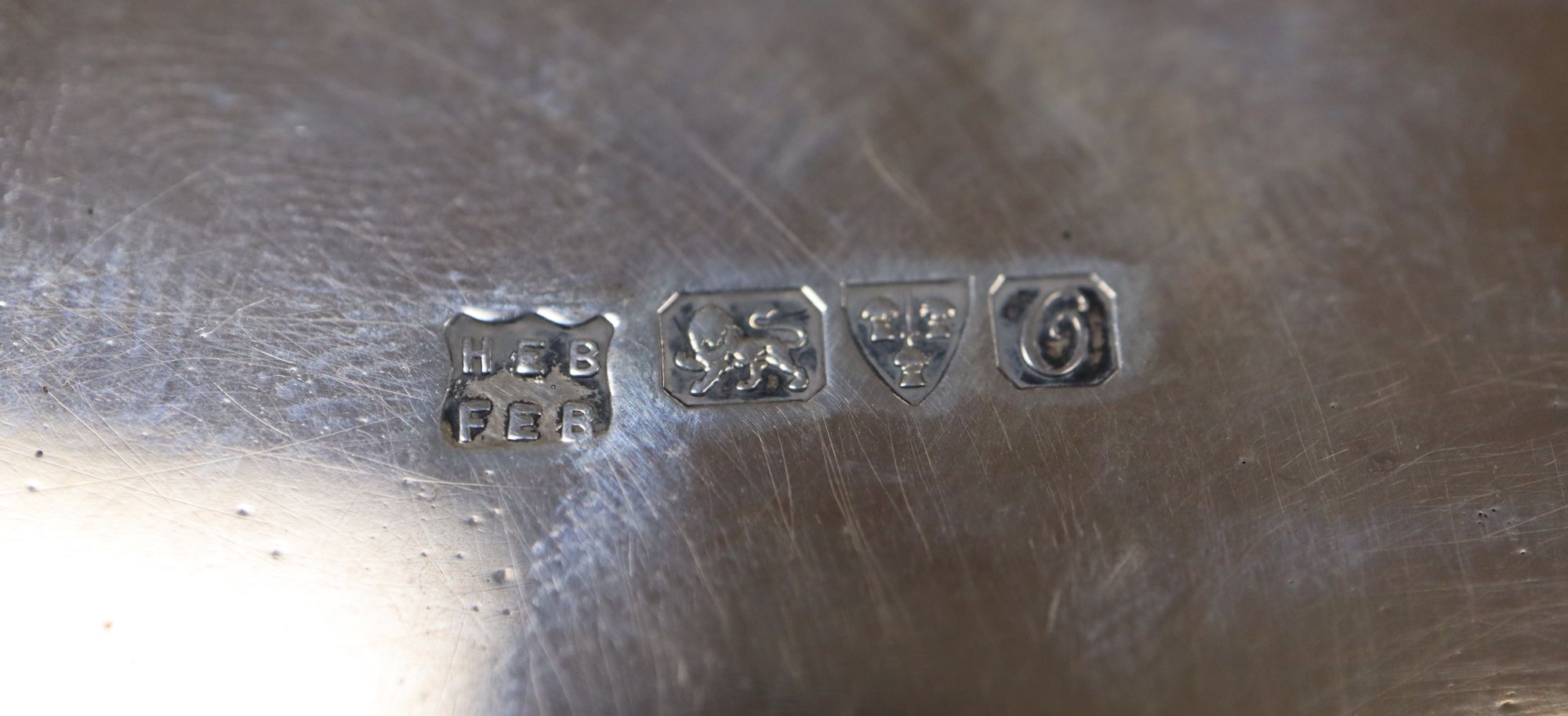 A George V silver salver, with engraved inscription, Barker Brothers, Chester, 1914, 20.7cm, 11oz.